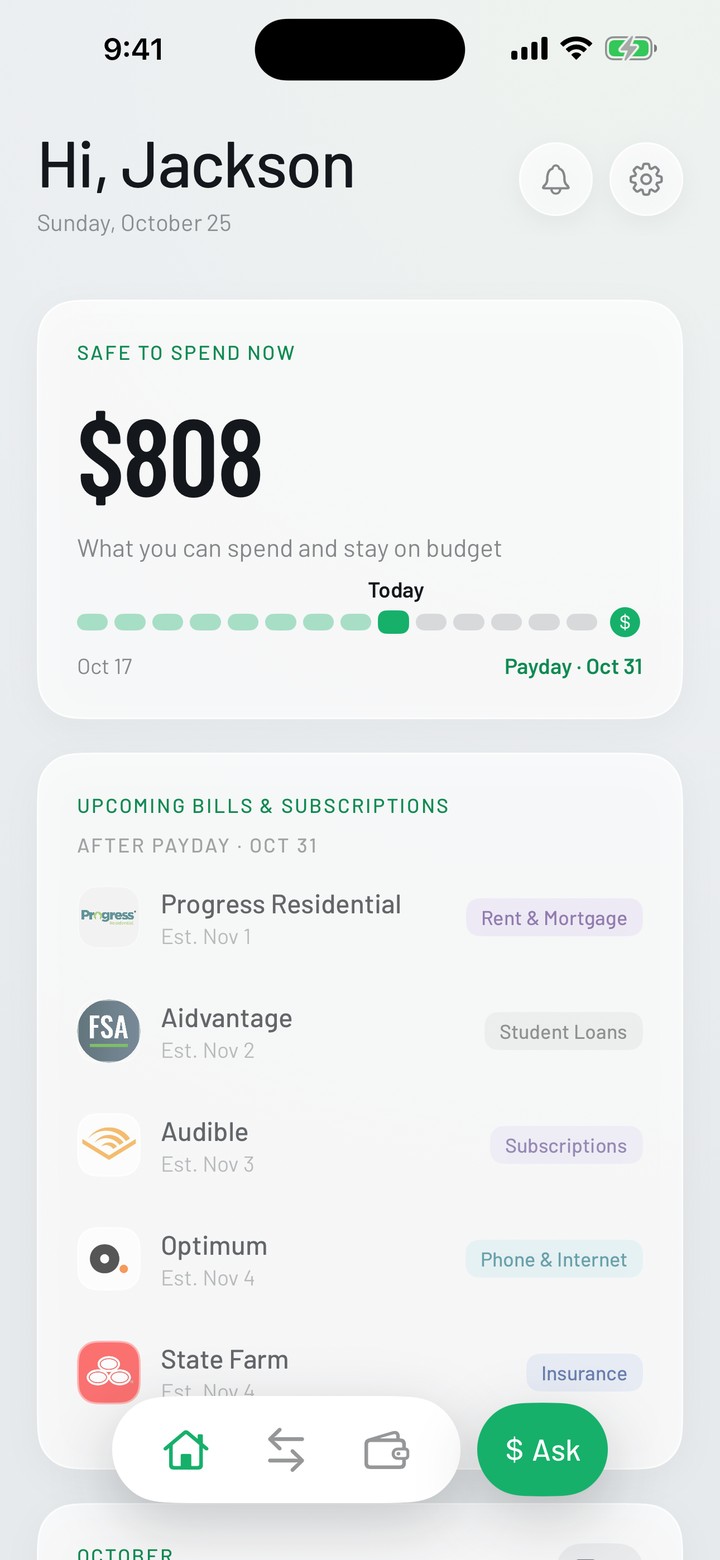 WellAhead home screen