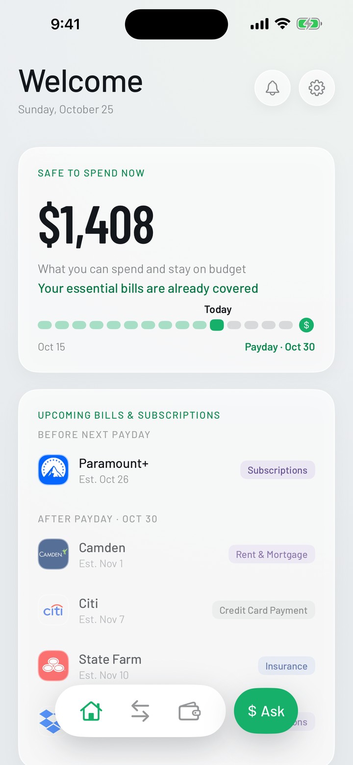 WellAhead home screen